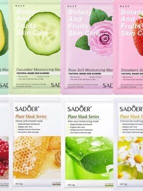SADOER Plant Face Mask Sheet Skin Moisturising Hydrating Facial Mask 8 Pack